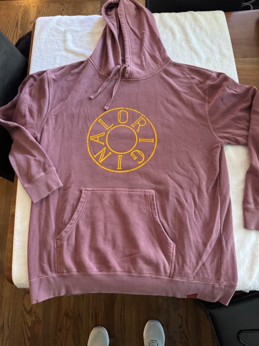 OBS Dusty Mauve Hoodie with Yellow Logo. Great condition.